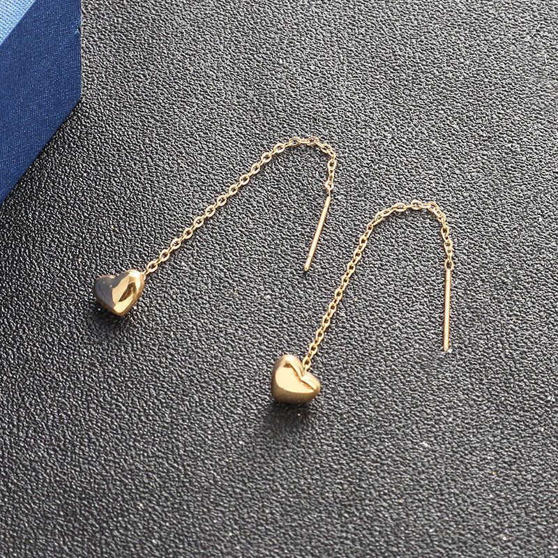 Peach Heart Titanium Steel Stud Earrings — Korean Simple Trendy