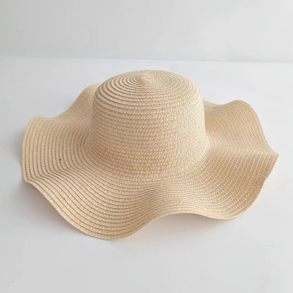 Parent-Child Wave-Edge Straw Hat