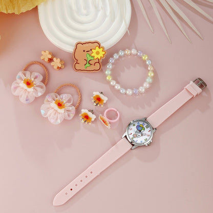Children's Silicone Watch Hairpin Bracelet Set