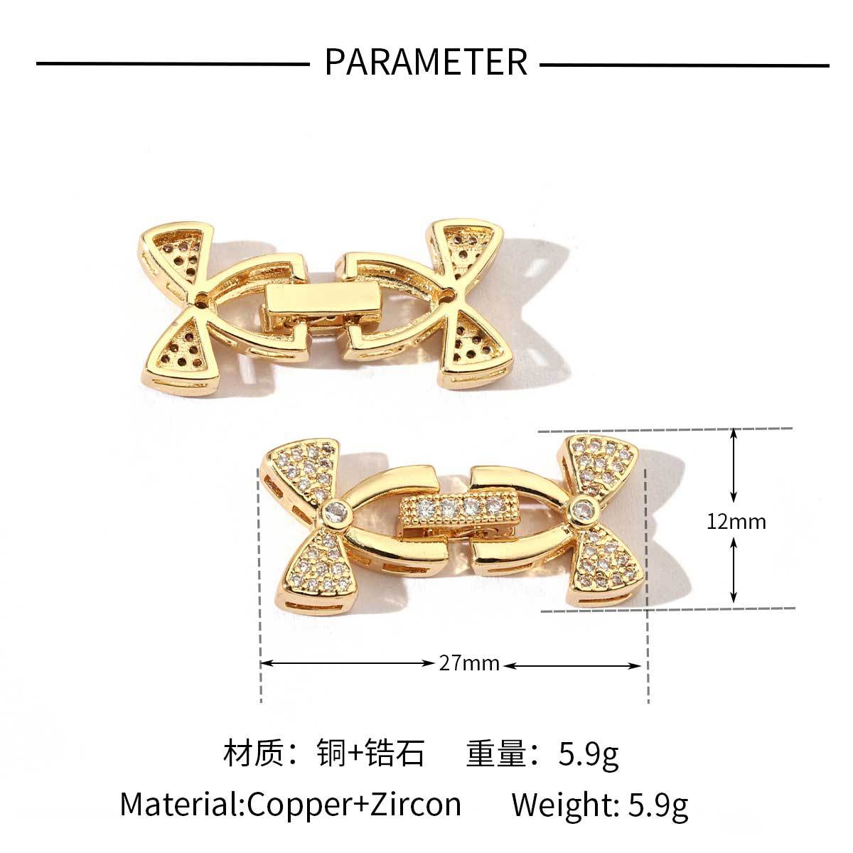 18K gold-coated rose copper zircon detachable connecting buckle