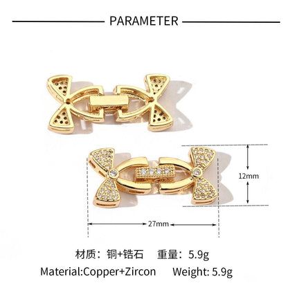18K gold-coated rose copper zircon detachable connecting buckle
