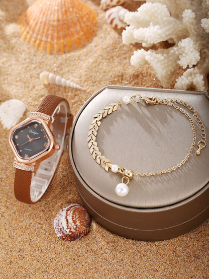 Watch Pearl Bracelet Tulip Star Moon Jewelry Set