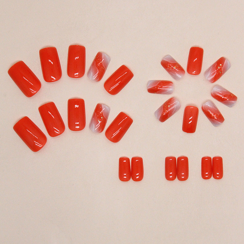 Energetic Orange Sweet Fake Nails