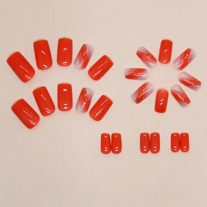 Energetic Orange Sweet Fake Nails