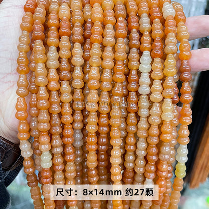 Golden silk jade loose bead gourd vase shaped special-shaped