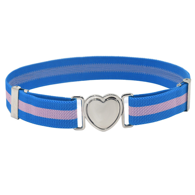 Silver Heart Buckle Adjustable Kids Belt