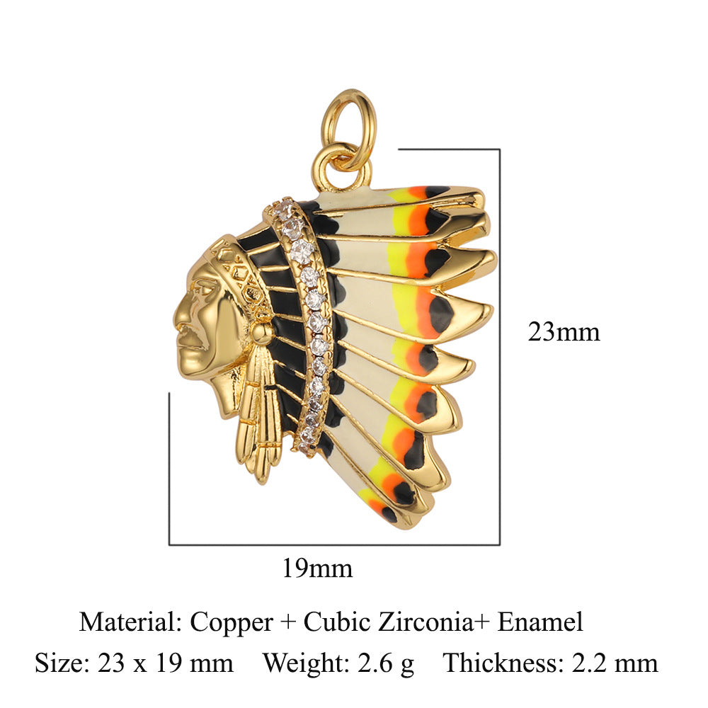 Colgante de cobre y circonita con forma de oso de ojo del diablo 