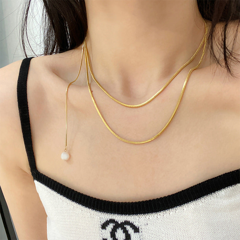 Women's Double-Layer Pearl Pendant Necklace