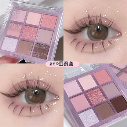 Paleta de sombras de ojos acrílicas transparentes de nueve colores 