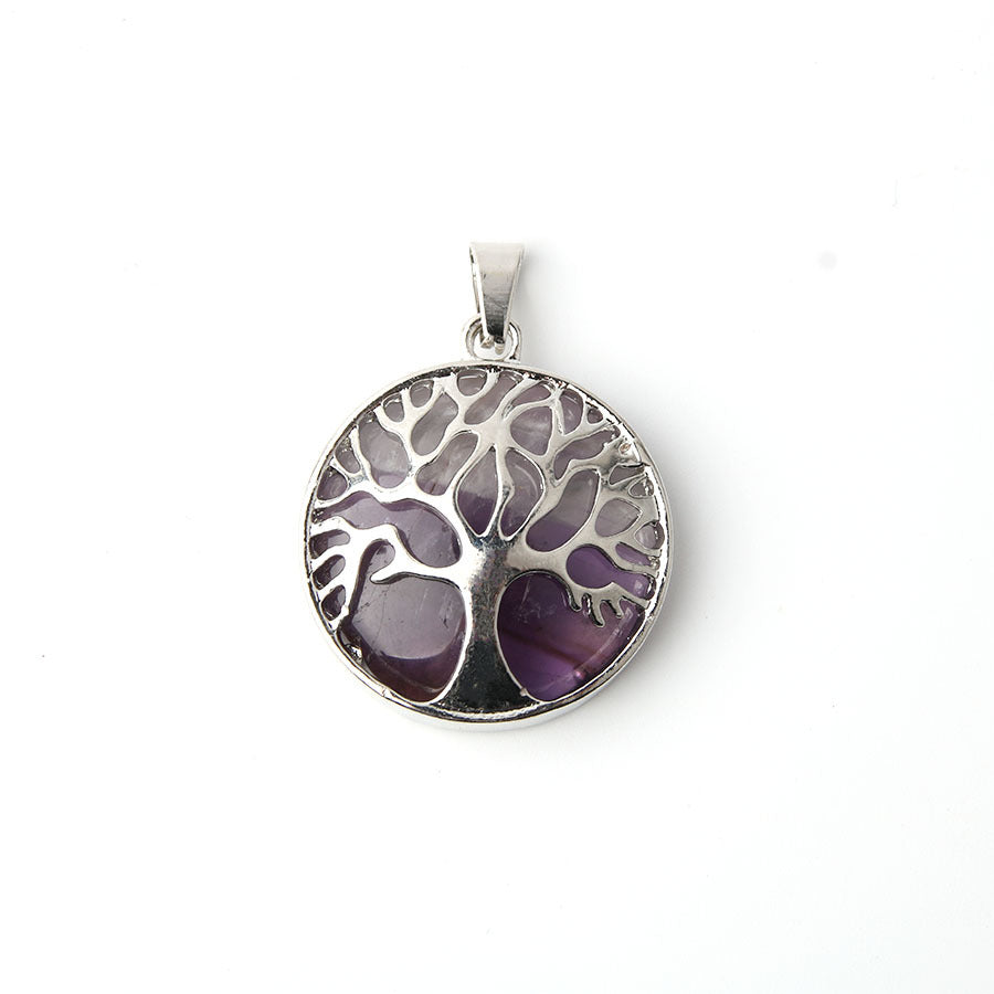 Crystal Tree of Life Round Pendant