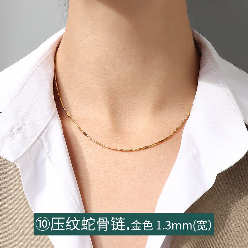 18K Gold Plated Titanium Steel Chain Necklace