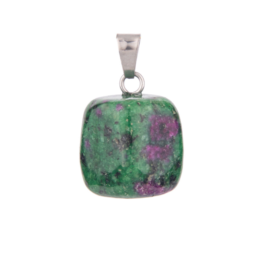 Crystal amorphous semi-precious stone cube pendant