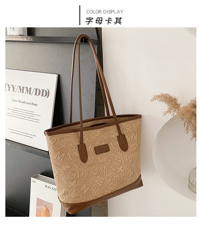 Alphabet Versatile Retro Shoulder Tote Bag
