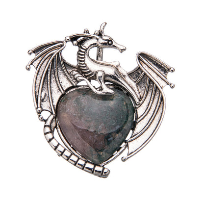 Colgante de cristal en forma de corazón de pterosaurio de dragón volador vintage 