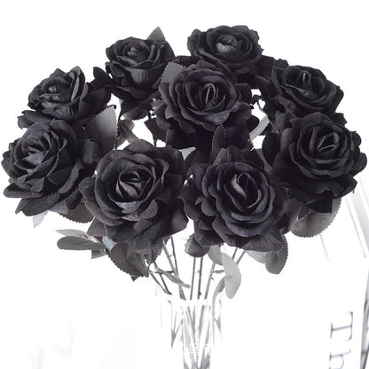 Simulation black rose velvet silk flower
