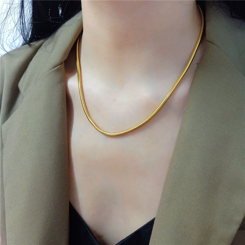 Minimalist Titanium Steel Snake-Bone Collar Necklace
