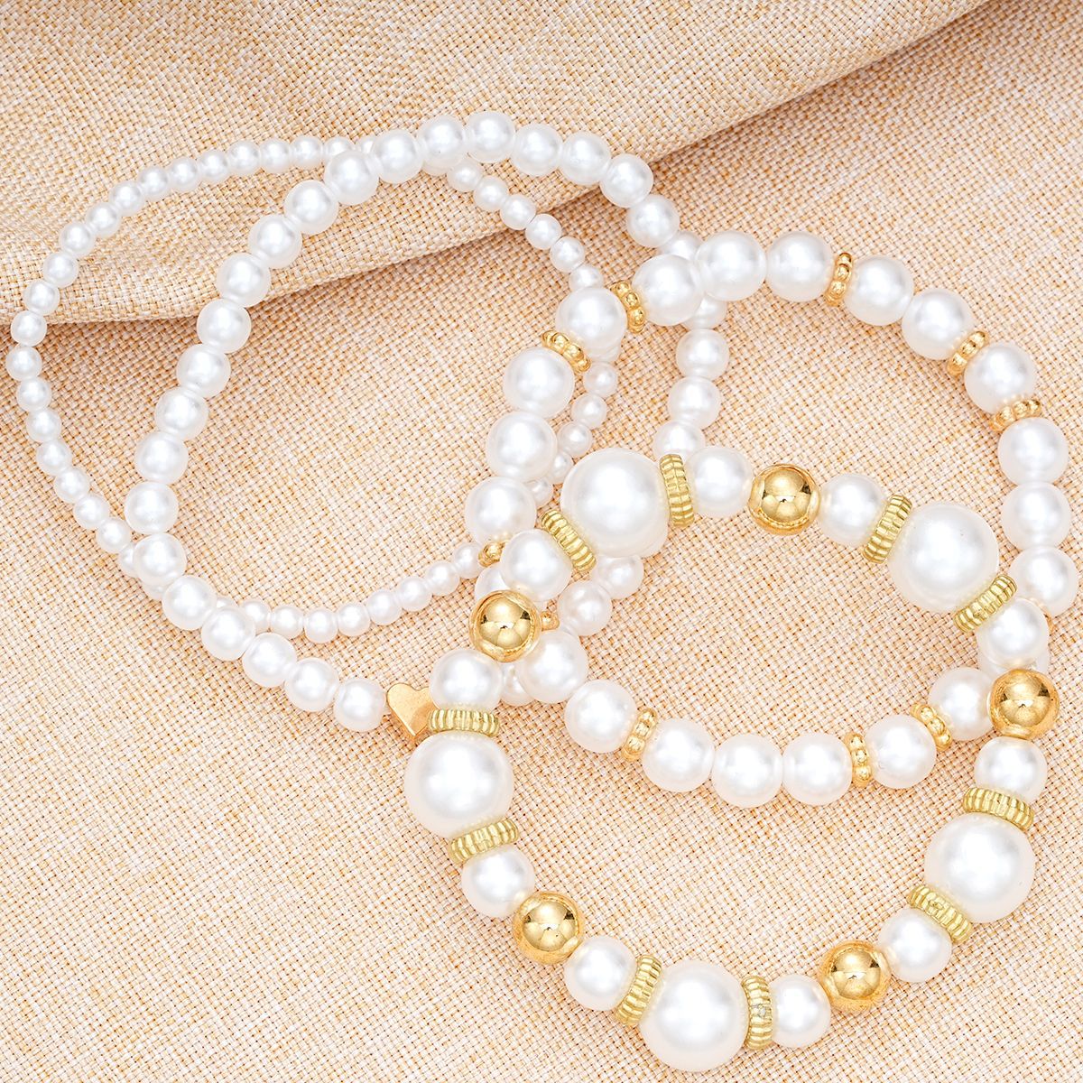 Milk White Pearl Love Bracelet Set