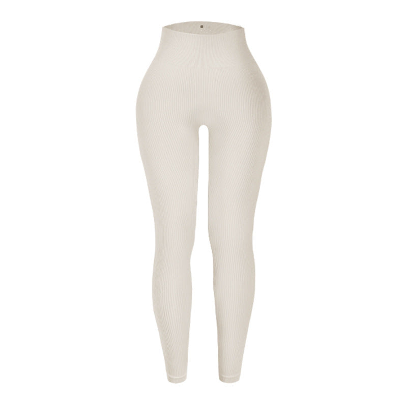 Threaded Leggings Trousers Seamless Yoga Pants High Waist
