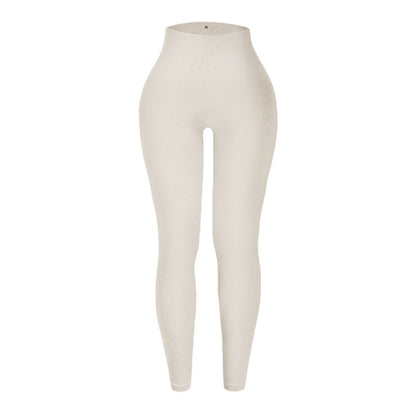 Threaded Leggings Trousers Seamless Yoga Pants High Waist