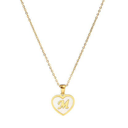 Titanium steel heart-shaped 26 English letter necklace