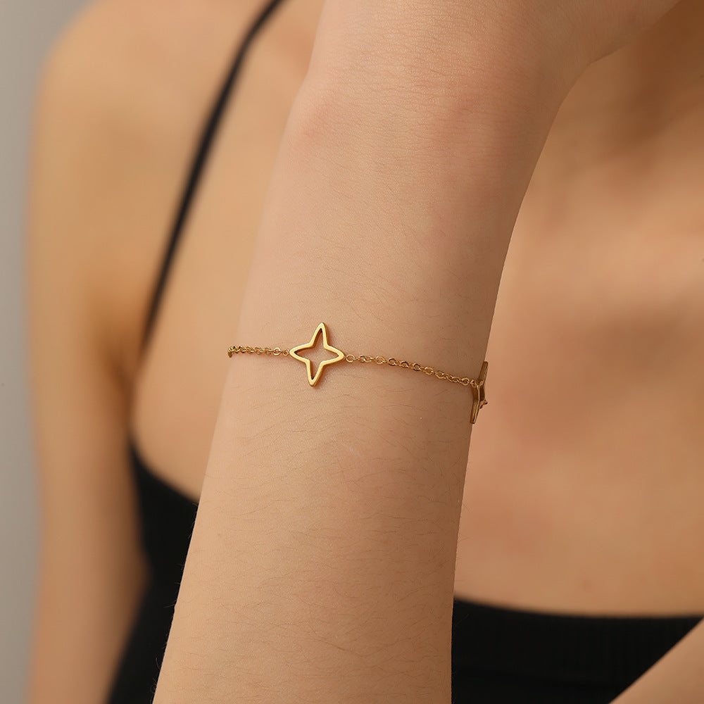 Women's Hollow Star Titanium Steel Bracelet — 18K Gold-Plated, Non-Fading