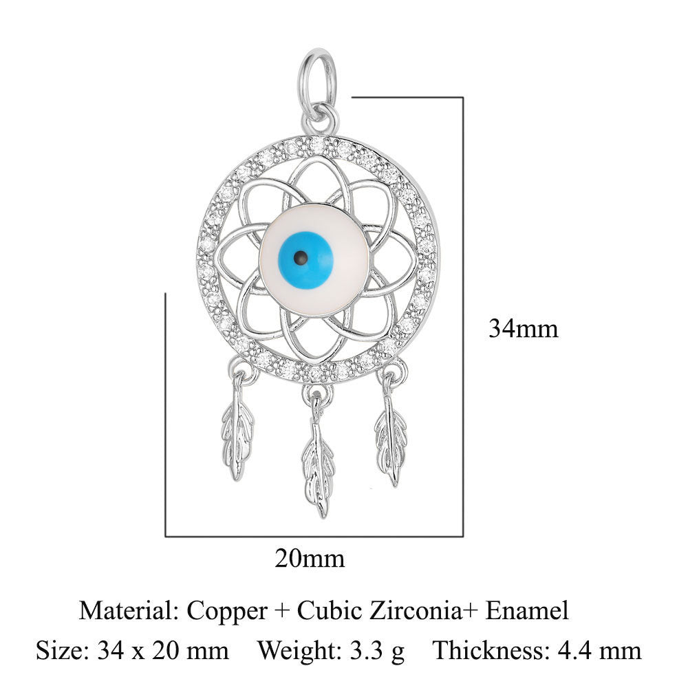 Devil's Eye Copper Zircon DIY Jewelry Pendant