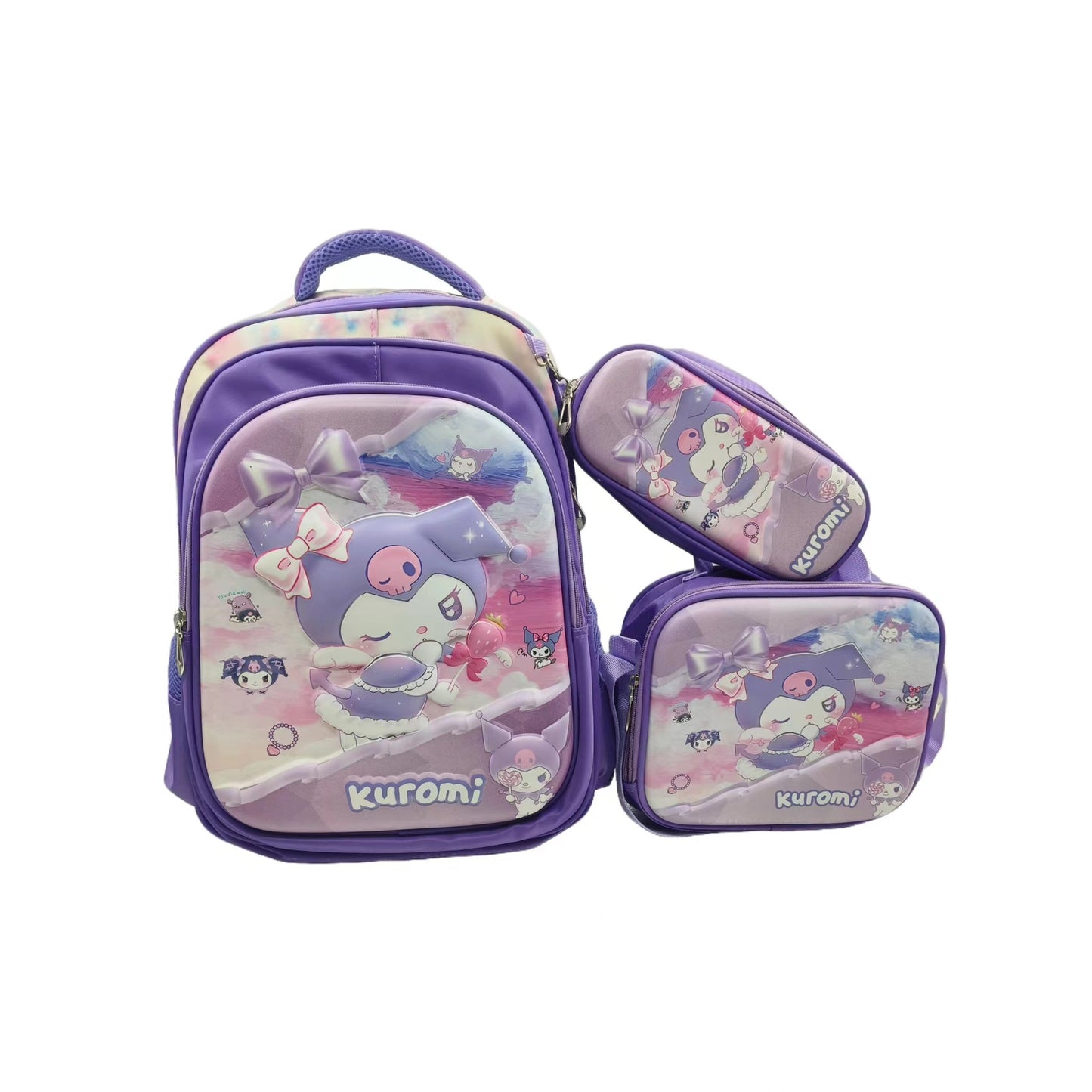 Can hold tie rod schoolbag lunch bag pencil case three-piece set