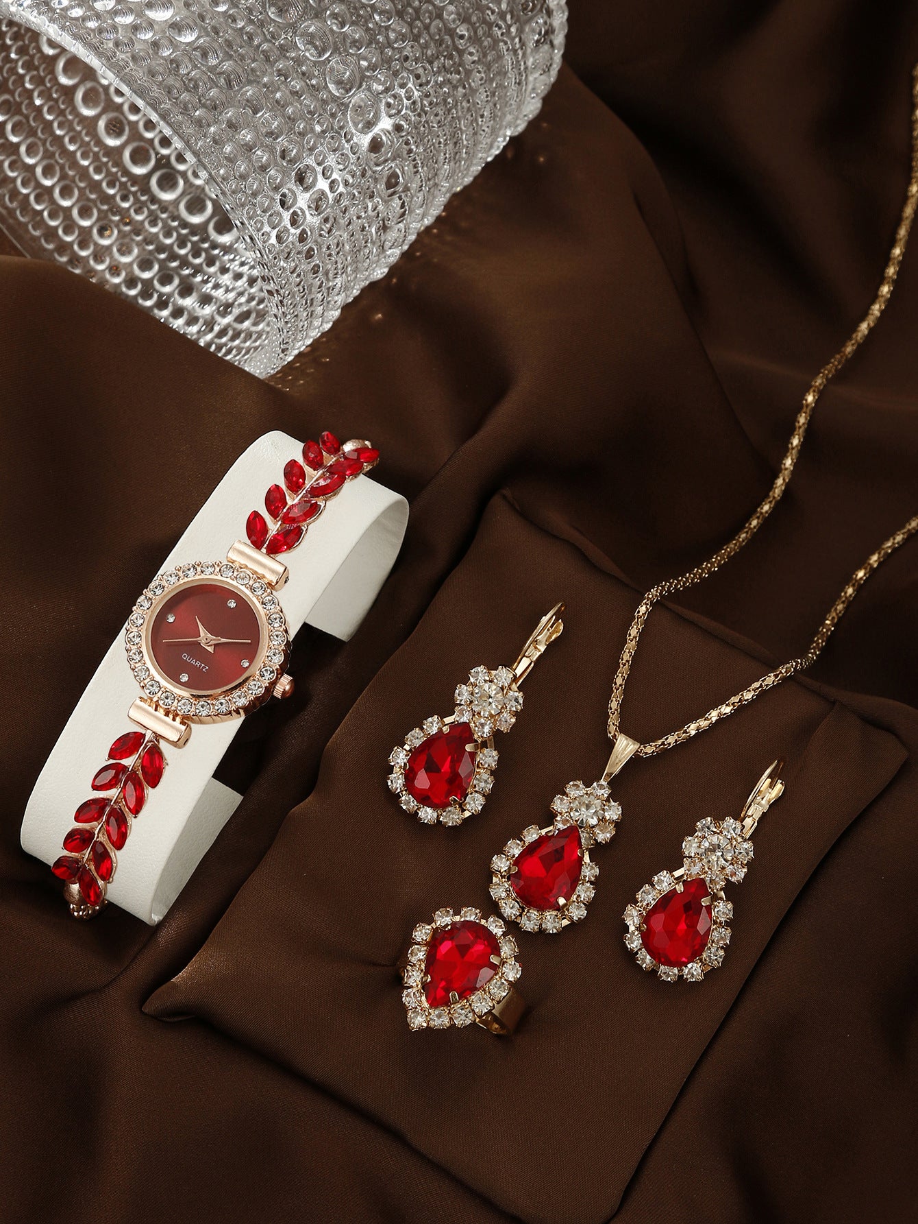Quartz bracelet watch jewelry set