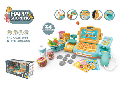 Caja registradora de supermercado para niños, juguete con simulación de pago por teléfono móvil, mostrador de cajero multifuncional, juego de simulación para niñas 