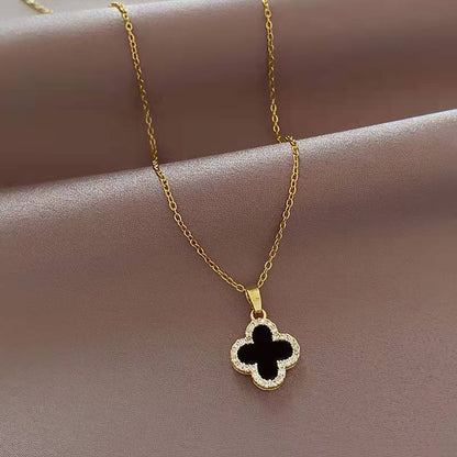 Four-leaf clover full diamond necklace
