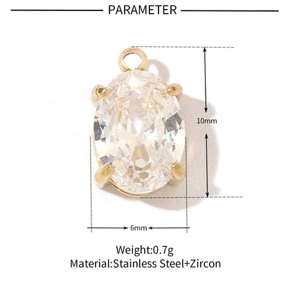 Geometric Round Oval Titanium Steel Zircon Pendant