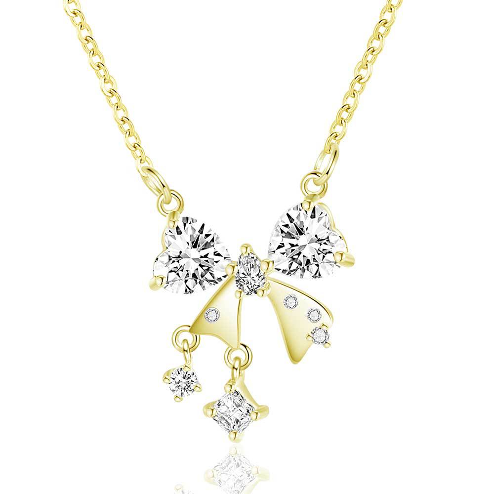 14K gold copper inlaid 5A zircon love necklace