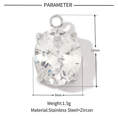 Geometric Round Oval Titanium Steel Zircon Pendant