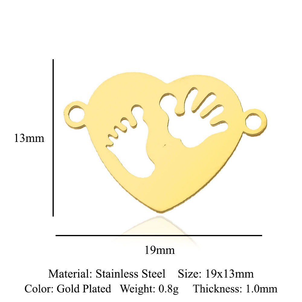 Paquete de 5 unidades, colgante de acero de titanio con diamantes de amor, colgante de huella digital. 