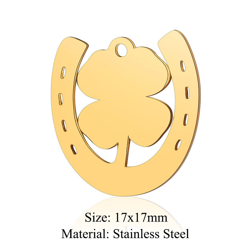 5 pcs/bag leaf flower titanium steel pendant four-leaf clover