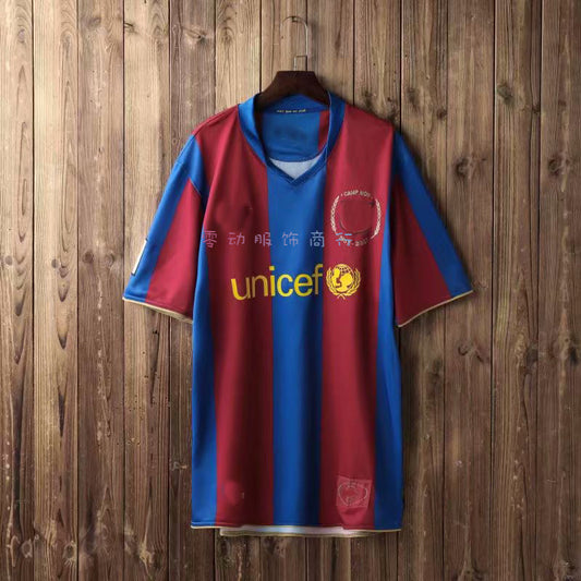 Camiseta tailandesa retro de manga corta de local del Barça 07-08 19 Messi 10 Ronaldinho 