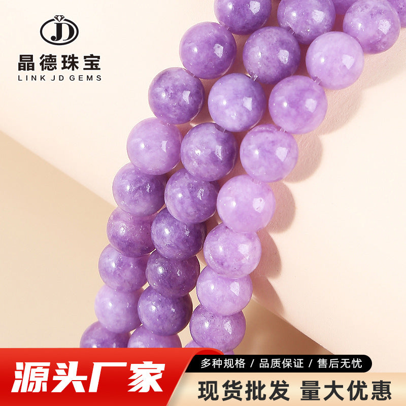 Perlas sueltas redondas de calcedonia violeta K2 