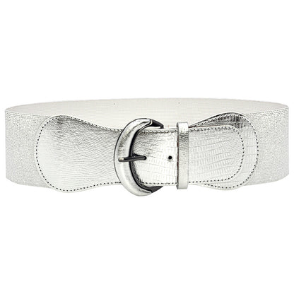 Faux leather elastic wide belt