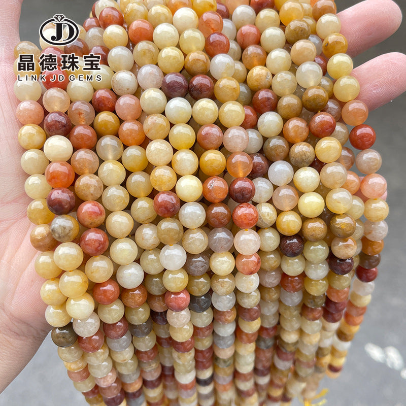 Golden silk jade loose beads DIY bracelet jewelry accessories