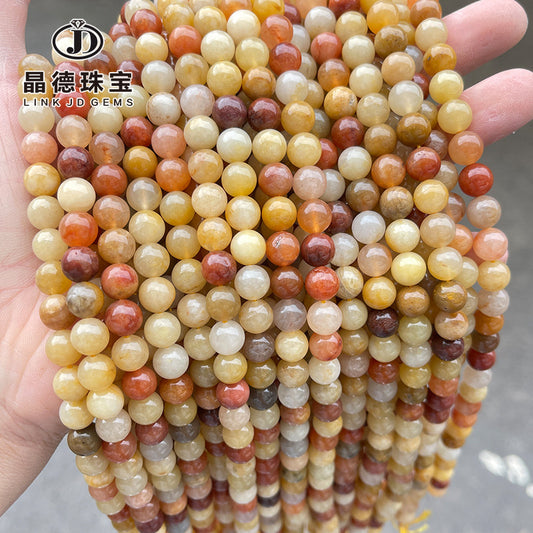 Golden silk jade loose beads DIY bracelet jewelry accessories
