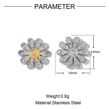 Two-color daisy leafy flower titanium steel pendant