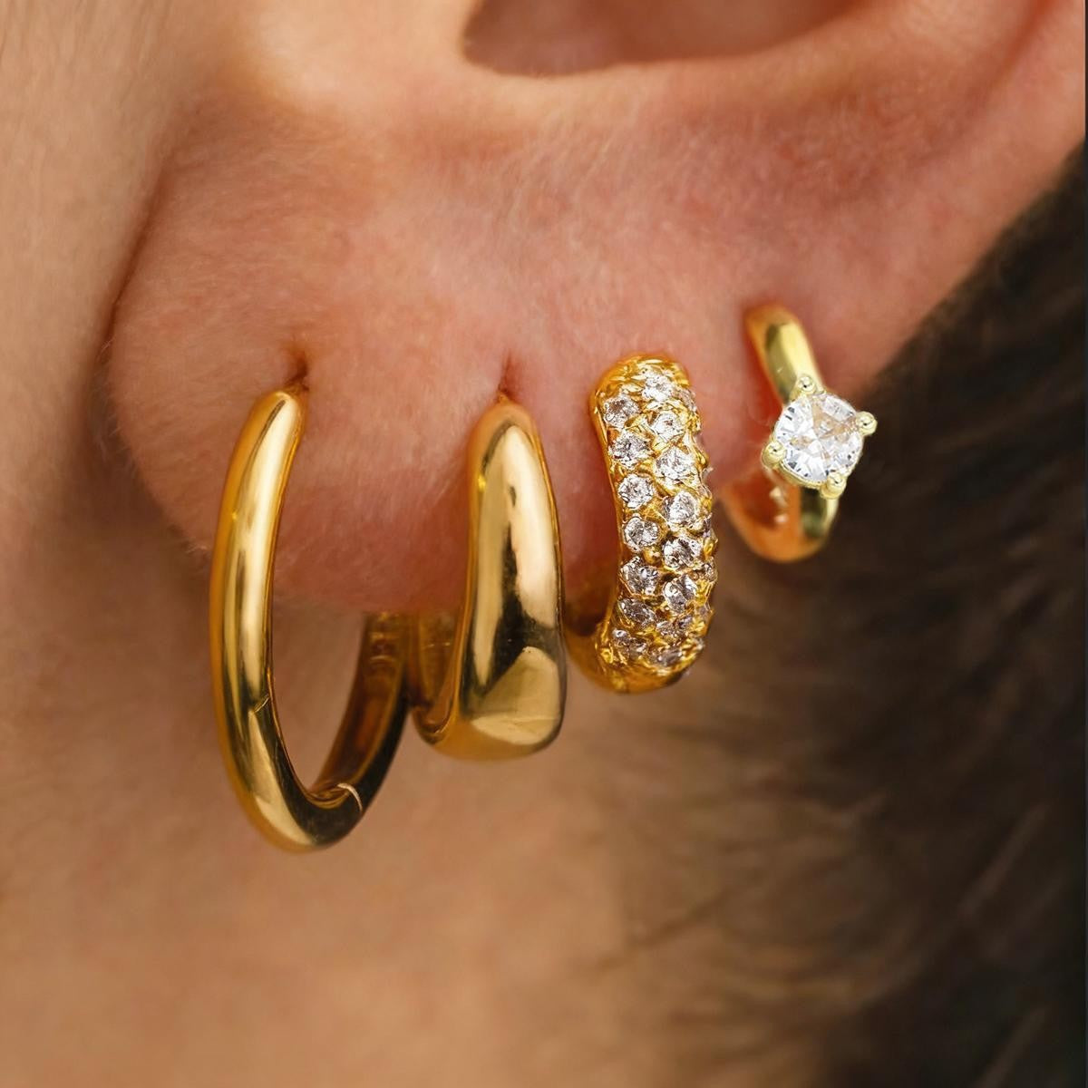 Zirconia Twist Hoop Earring Set (3pc)