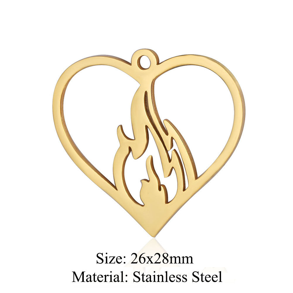 5 pcs/bag witch titanium steel pendant peach heart cross