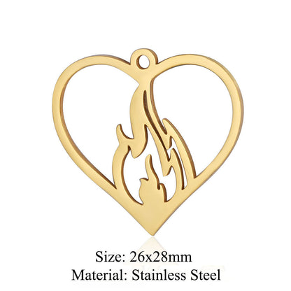 5 pcs/bag witch titanium steel pendant peach heart cross