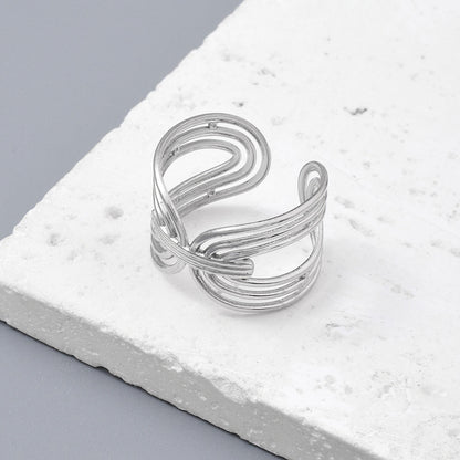 Star Snake Titanium Steel Ladies Ring Adjustable