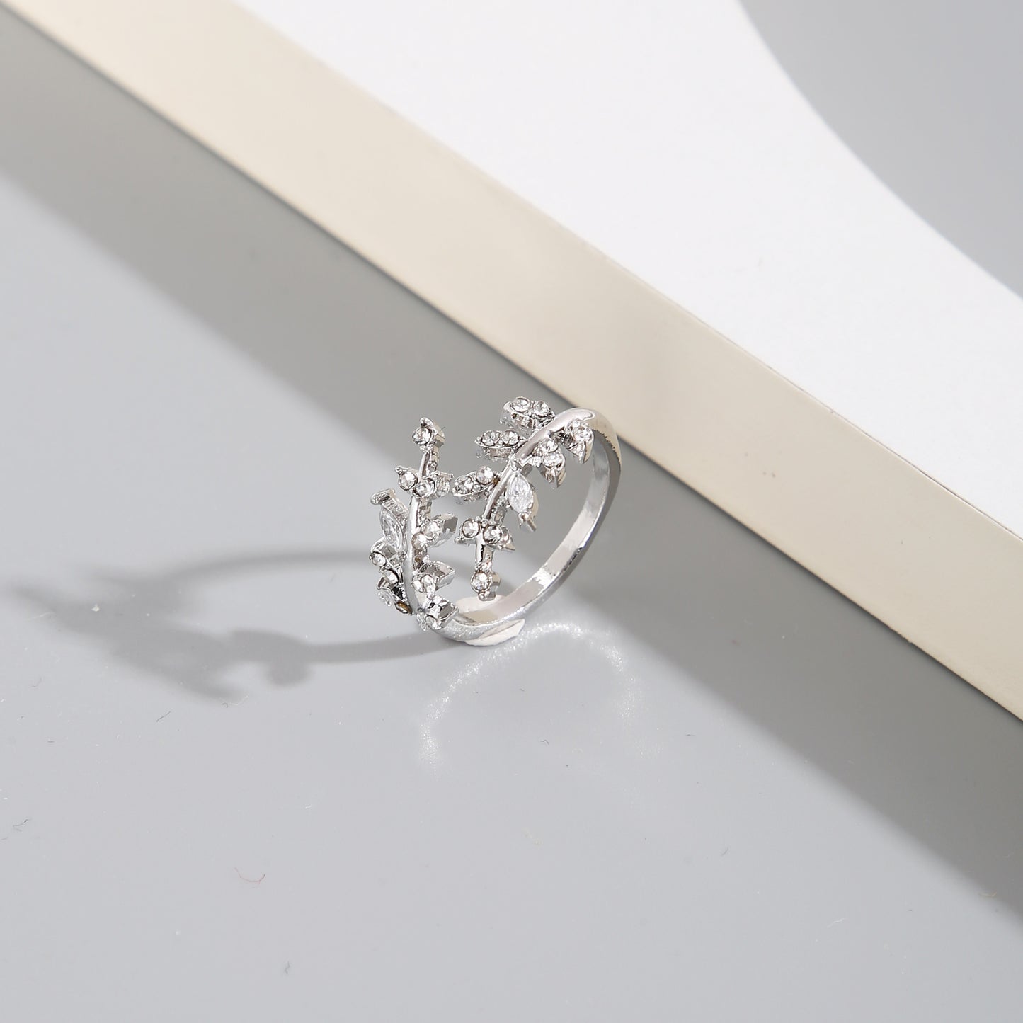 Diamond Leaf Adjustable Ring