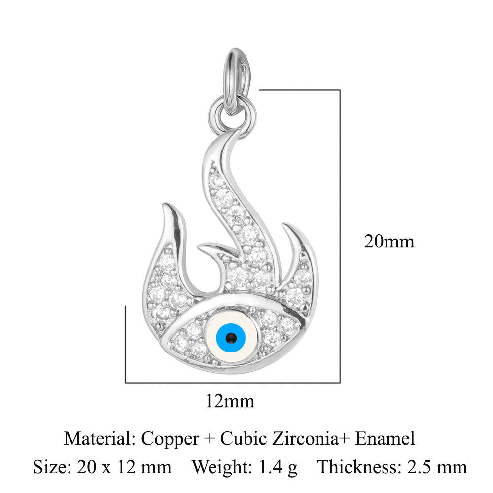 Crescent moon pentagram copper zircon pendant.
