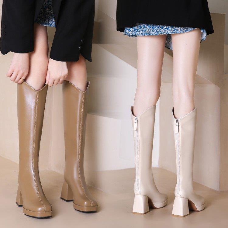 Brown Stretch Tall Boots