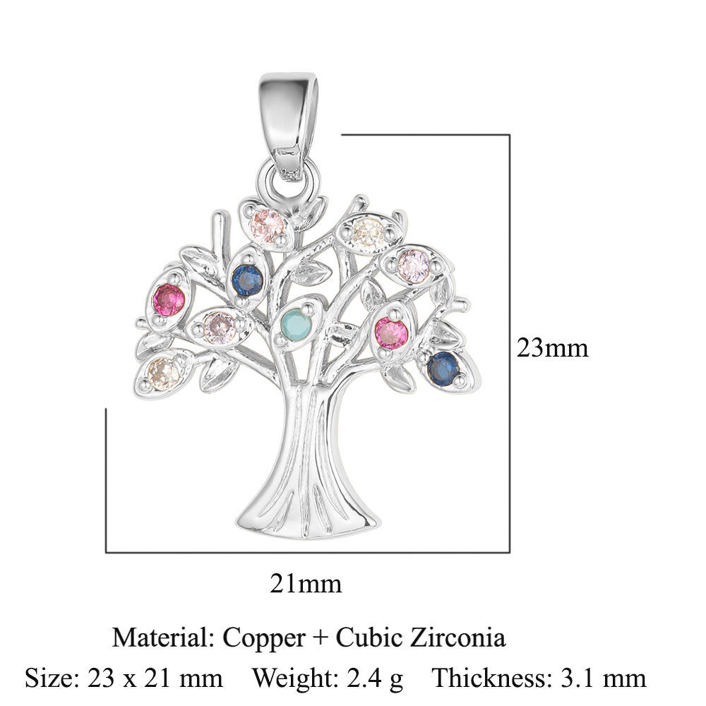Color zirconium copper micro-inlaid zircon necklace pendant