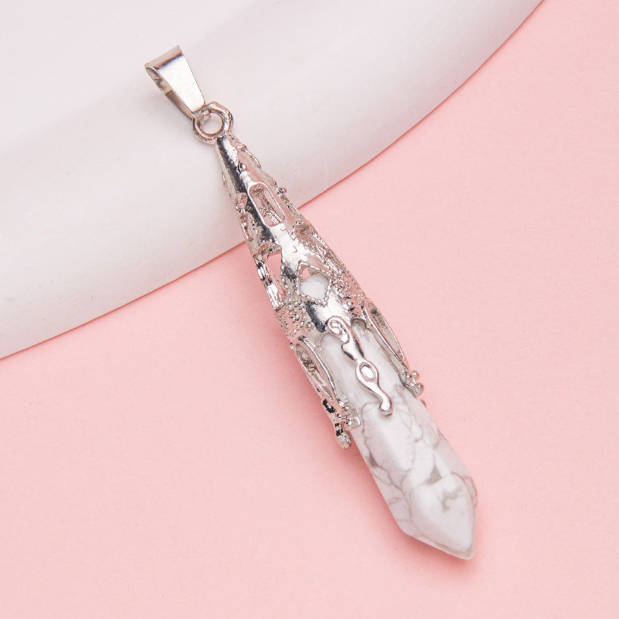 Crystal Agate Hexagonal Pyramid Pendulum Pendant